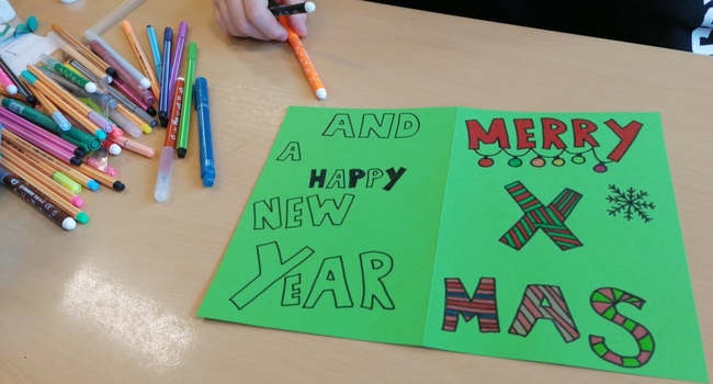 100 kerstkaarten voor ouderen in De Burcht 