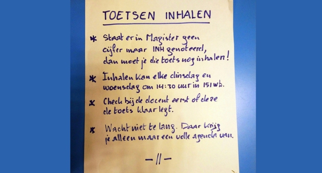 Toetsen inhalen (di + wo 14.30)