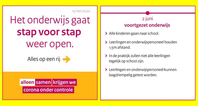 Weer naar school vanaf 3 juni!